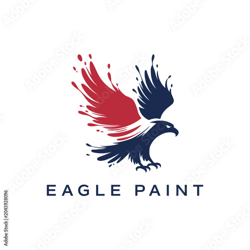 Eagle paint logo design with patriotic red and blue colors and paint splash effect.