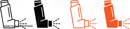 Asthma inhaler icons in different colors and states