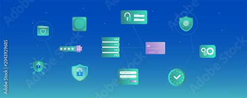 Conceptual illustration of comprehensive digital security infrastructure safeguarding online data and user privacy