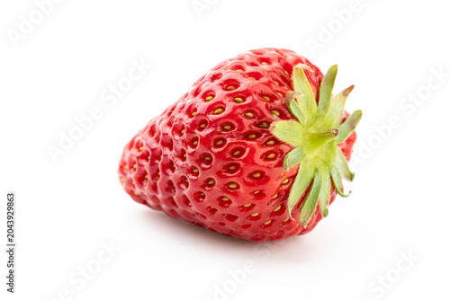 Tableau sur toile Red Strawberry on White Background