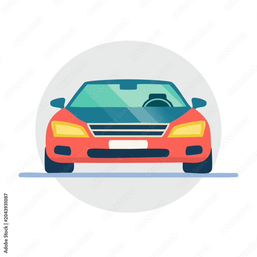 Fototapeta premium Flat design illustration of a red car