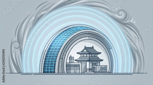 Physical AI Shield Protecting Traditional Building From Hurricane