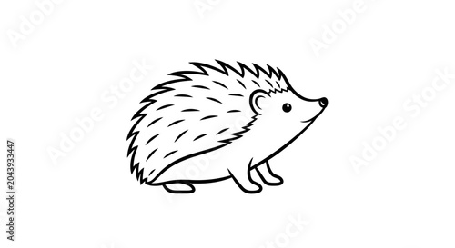 Tableau sur toile Cute Hedgehog Illustration - Simple Line Drawing, White Background