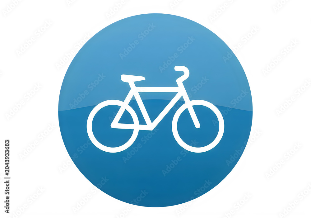 Fototapeta premium Bicycle icon on a blue circle button
