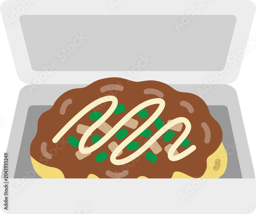 パックに入った、お好み焼きのアイコンのイラスト