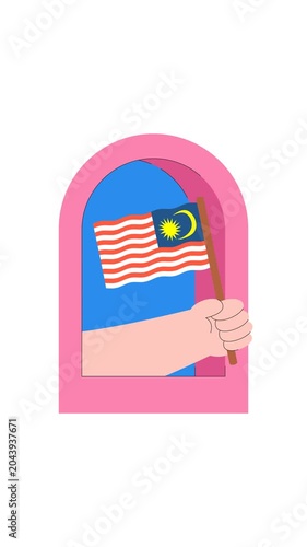 Malaysia Independence Day animation with national flag