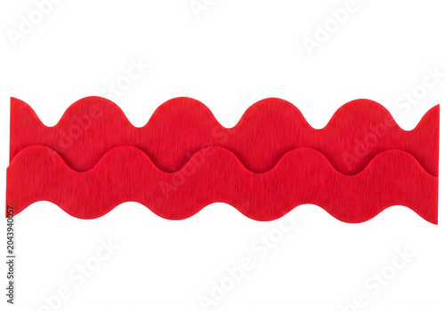 Red wavy ribbon border on a flat surface