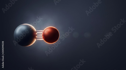 Molecular model of carbon monoxide with triple chemical bond
