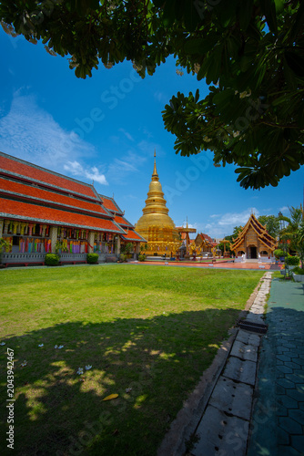 Wat phra that hariphunchai worrawiharn pagoda temple at Lamphun province northern of thailand