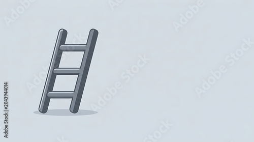 Dark gray ladder leaning against a wall with copy space