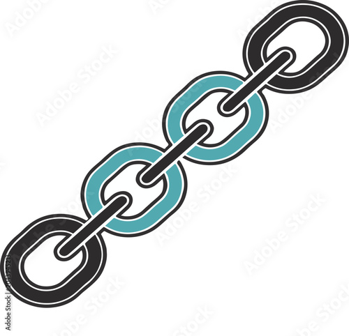 Interlocking Chain Links in Diagonal Formation with Contrasting Blue Segment for Connection Concepts Vector Illustration