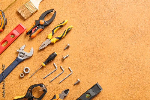 Set of construction tools o...