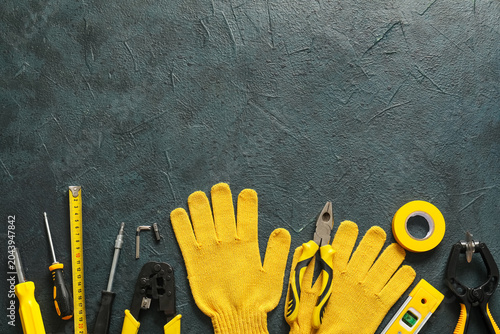 Set of construction tools a...