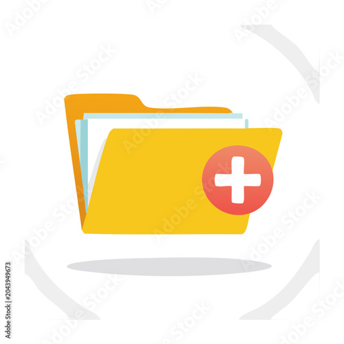 Yellow folder icon with a red plus sign