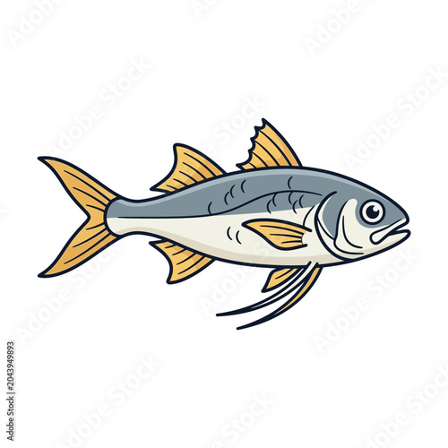 Cartoon Fish Illustration - Marine Animal with Fins and Scales
