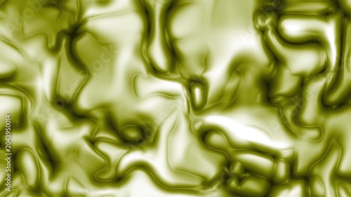 Abstract green liquid surface patterns on glossy silk with bright flowing ripples, suitable for vibrant digital art projects and backgrounds.