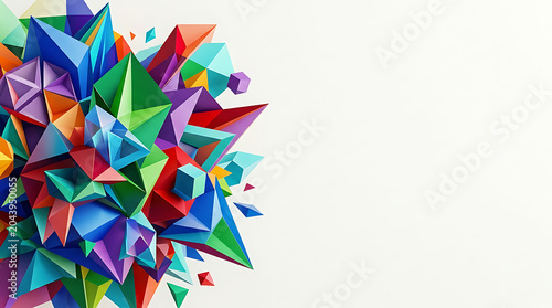 Colorful 3d geometric shapes on a white background