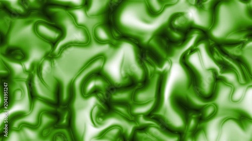 Abstract background with vibrant green liquid surface ripple waves, shiny metallic texture suitable for design projects needing smooth fluid patterns.