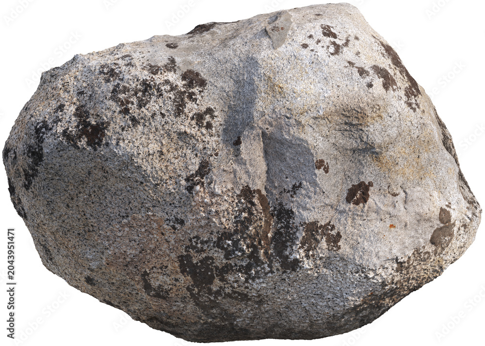 Fototapeta premium Rounded Granite Boulder Rock Isolated on Transparent Background