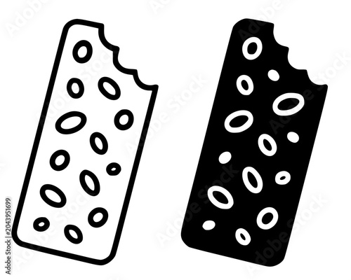 Granola bar illustration, minimalist outline and silhouette icon