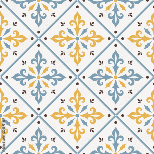 Classic Fleur De Lis Tile Seamless Pattern Vintage French Ornamental Wallpaper