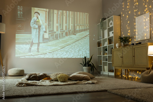 Living room with tasty snac...