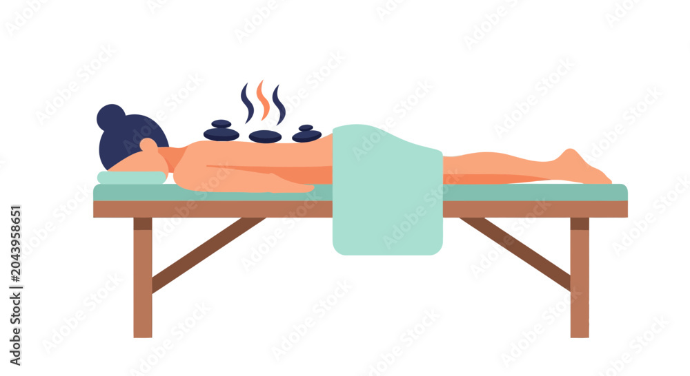 Fototapeta premium Relaxing hot stone therapy massage for wellness and spa treatment