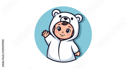 Valokuva Cute baby in bear onesie.