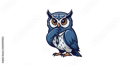 Φωτογραφία Blue cartoon owl with glasses.