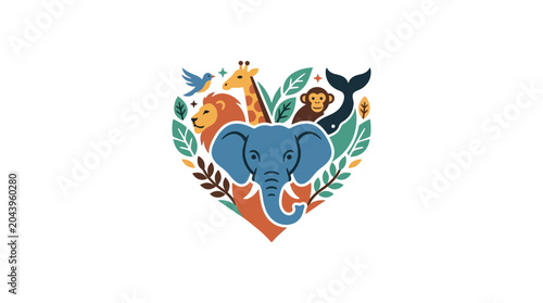 Canvas Print Animal Heart Love Nature Conservation Vector Art