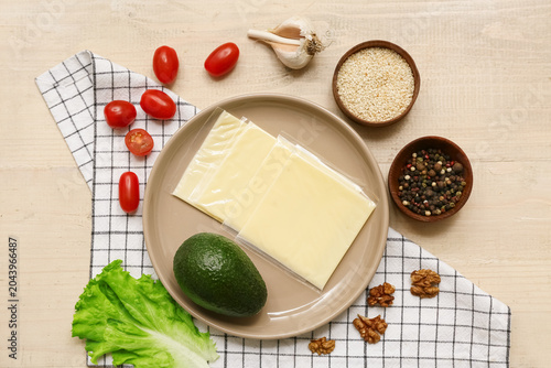 Plate with slices of delici...