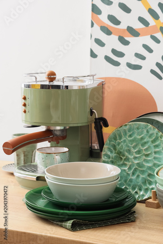Green retro espresso machin...