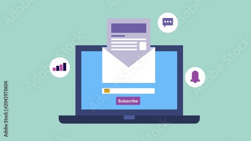 Newsletter Marketing campaign, Email marketing success analysis, Newsletter subscription 2d animation with alpha matte