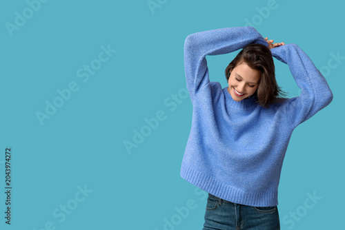 Beautiful young woman in st...