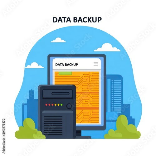 Data Backup and Storage Technology Concept.