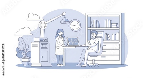 Dentist and assistant in clinic.