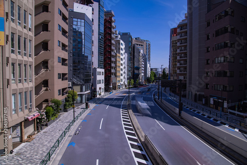 A cityscape of traffic jam at the city street in the business town