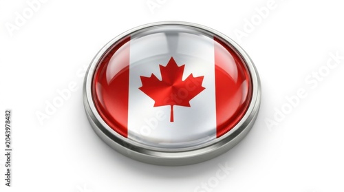 Circular pin badge with canada flag national emblem national canadian