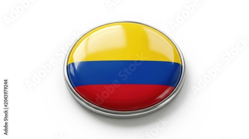 Round button icon with colombian national flag design colombia national