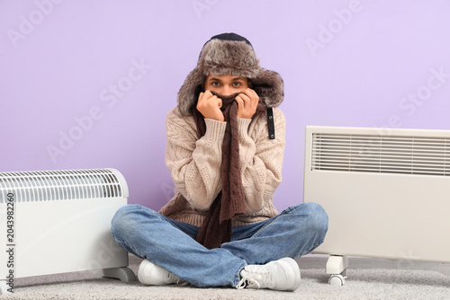 Frozen young man with radia...
