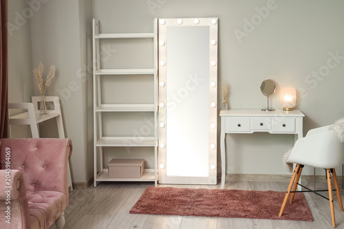 Interior of makeup room wit...