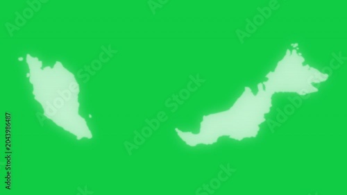 Malaysia VHS old screen effect map pop animation green background