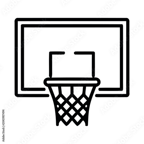 Foto Basketball net and backboard line icon, minimalist sports graphic design vector,