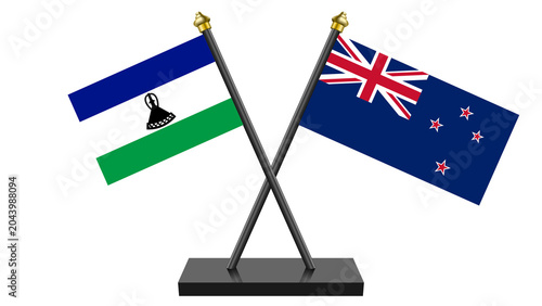 Fotografie Flag of New Zealand and Lesotho