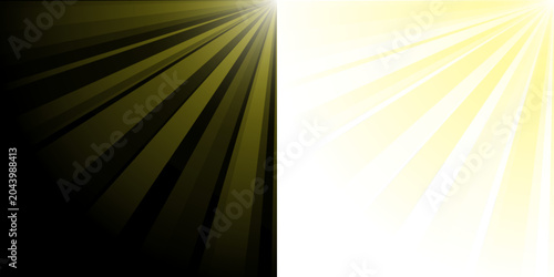 Foto Abstract Split Design with Yellow Light Rays and Black Silhouette Shapes for Mod