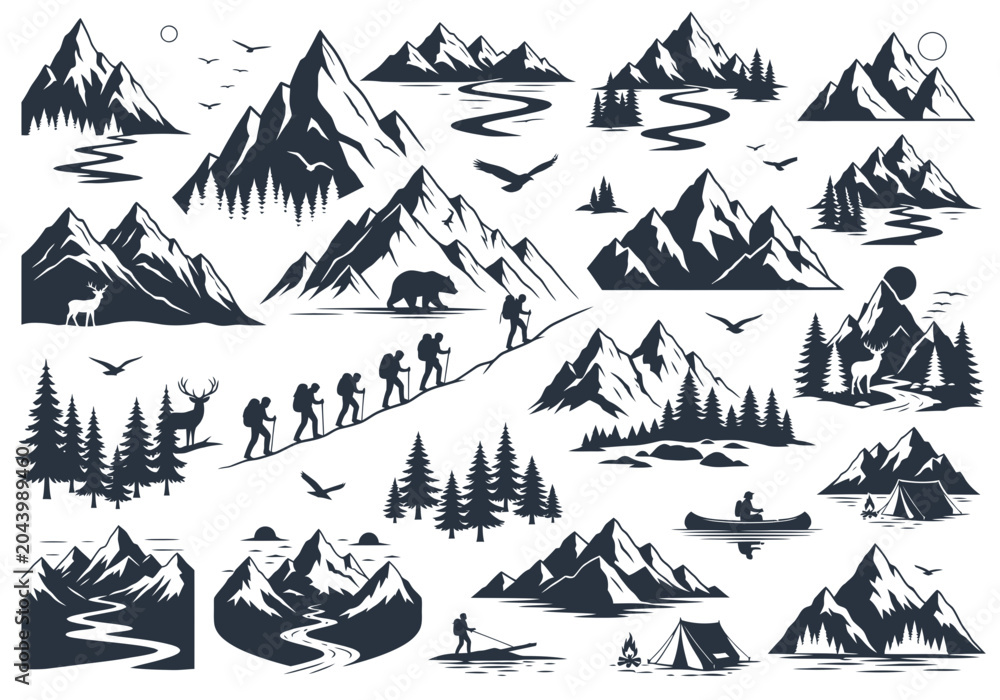 Fototapeta premium Adventures in the wild: Hiking, camping, and exploring majestic mountain landscapes