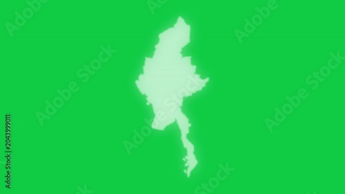 Myanmar VHS old screen effect map pop animation green background