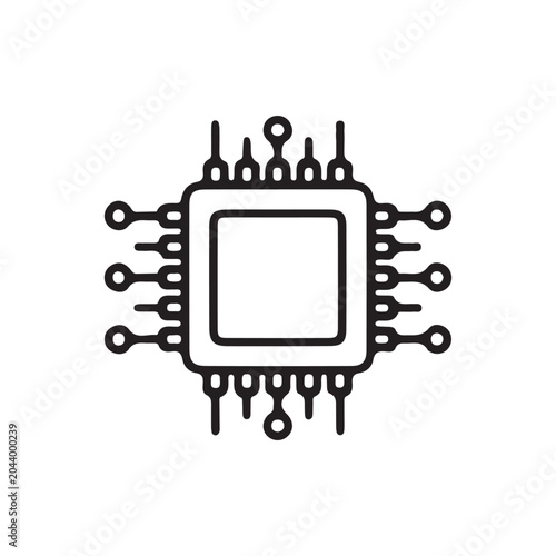 Microchip, CPU, circuit board, electronic component, technology icon