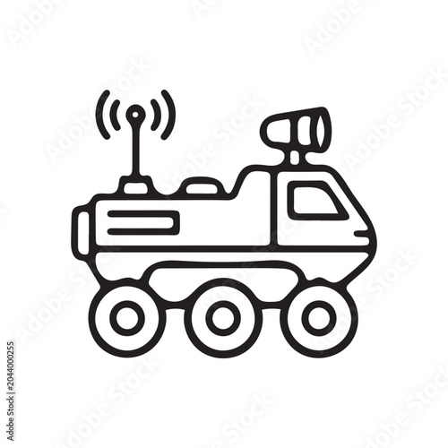 Vehicle, robotic, industrial, line icon, black, wireless control