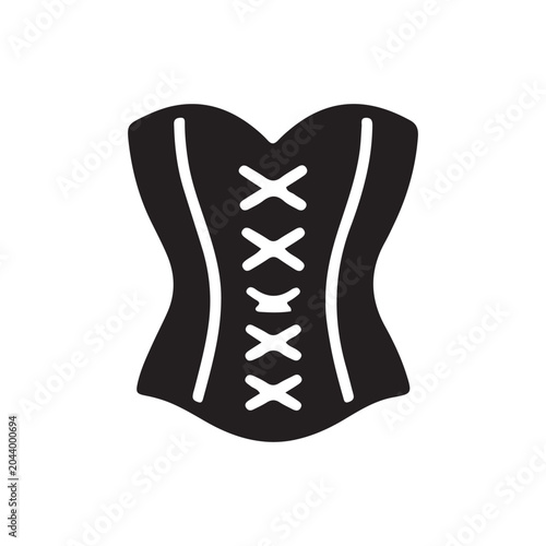 Black corset icon, fashion illustration, clothing symbol, vector graphic